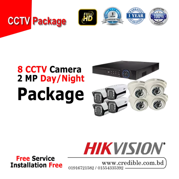 Hikvision 8 Pcs CCTV Camera Package
