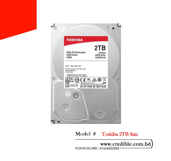 Toshiba 2TB Sata best HDD price in BD - Credible BD