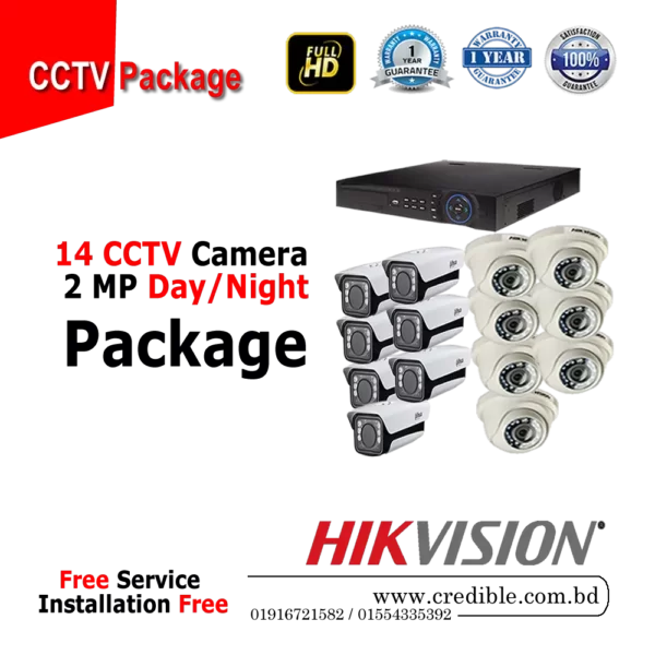 Hikvision 14 Pcs CC Camera Package